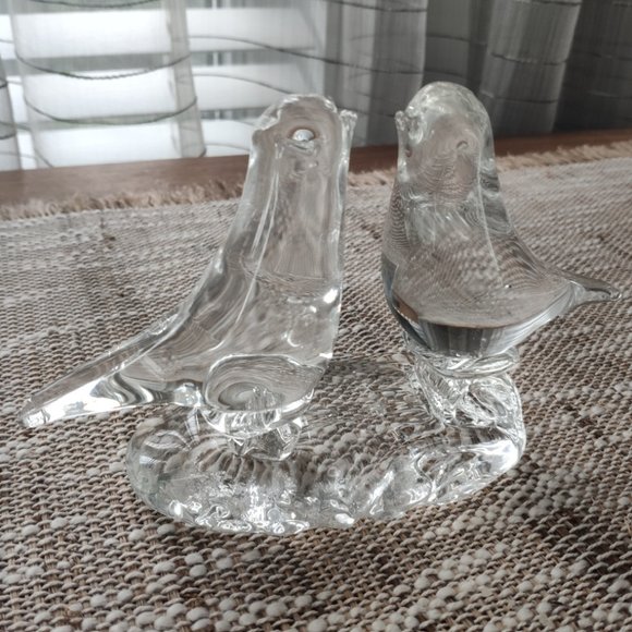 Vintage Clear Glass Love Birds Figurine - Picture 2 of 10